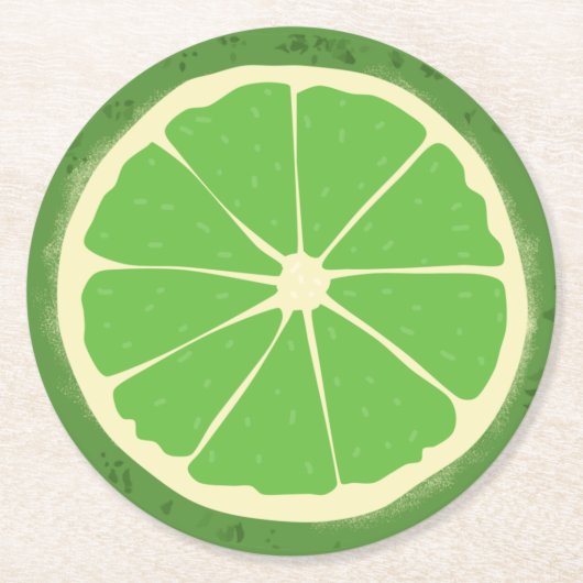 Limone Zitrusfruchtscheibe Runder Pappuntersetzer (Vorderseite)