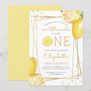 Limonen-Aquarell-Einladung zur 1. Geburtstagsfeier Einladung