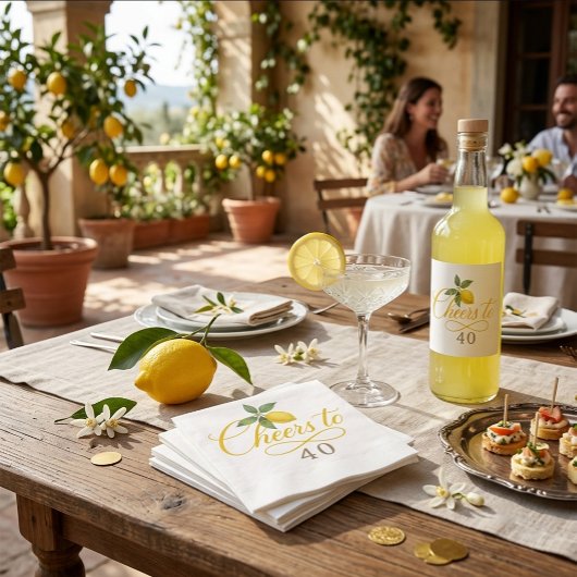 Limonen-Aquarell Prost aufs Alter Geburtstag Serviette