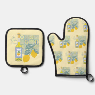 Limonen-Farm Retro Ofenhandschuh & Topflappen-Set