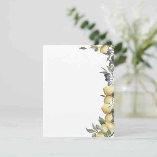 Limonen-Oliven-Note-Karte Einladung (Stehend Vorderseite)