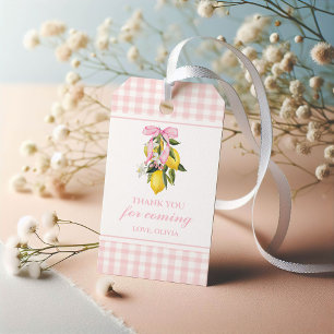 Limonen-Rosa-Schleifen-Gingham-Coquette-preppy-Geb Geschenkanhänger