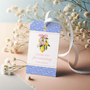 Limonen-Rosafarbene-Schleife preppy Geburtstag Geschenkanhänger
