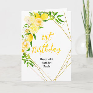 Limonen und Blätter Geburtstag Karte