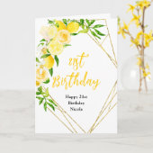 Limonen und Blätter Geburtstag Karte (Gelbe Blume)