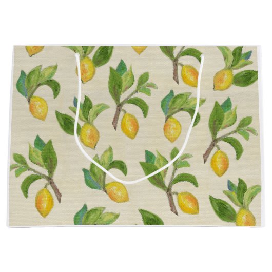 Limonen und Blätter Geschenktasche Große Geschenktüte (Vorderseite)