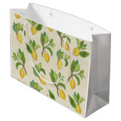 Limonen und Blätter Geschenktasche Große Geschenktüte (Rückseite Schrägansicht)