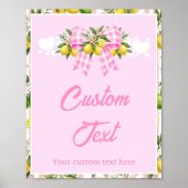 Limonen- und rosa Gingham-Schleifen-Babyshower-Tis Poster (Vorne)