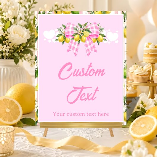 Limonen- und rosa Gingham-Schleifen-Babyshower-Tis Poster
