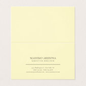Limonenchiffon-Farbe Minimalist Plain Premium Lein Visitenkarten (Außenseite Aufgefaltet)