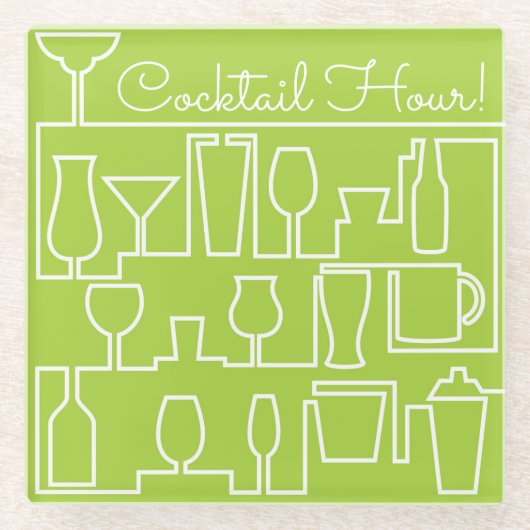 Limonengrün-Cocktail-Party Glasuntersetzer (Vorderseite)