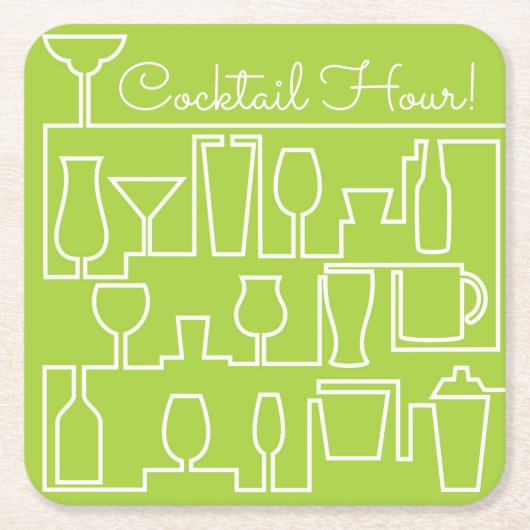 Limonengrün-Cocktail-Party Rechteckiger Pappuntersetzer (Vorderseite)