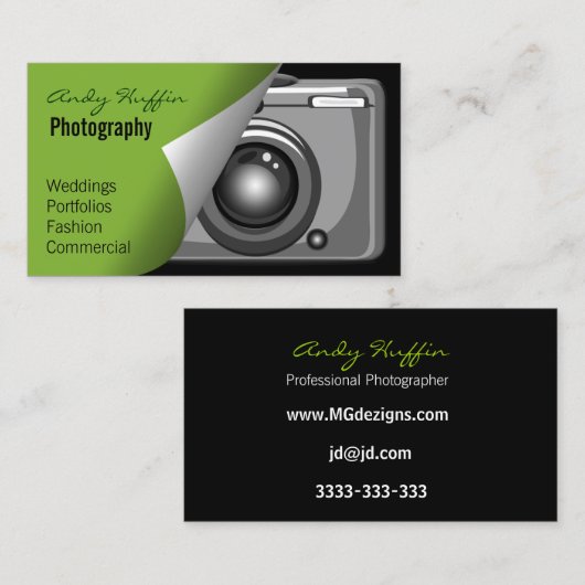 Limonengrün-Mod-Fotografen Visitenkarte (Vorne/Hinten)