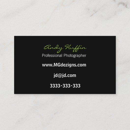 Limonengrün-Mod-Fotografen Visitenkarte (Rückseite)