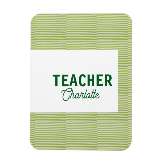 Limonengrün-weiß gestreifter Lehrer-Professor-Name Magnet (Vertikal)