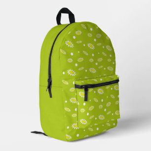 Limonengrüne Gänseblümchen-Punkte-Retro-Frühlingsm Bedruckter Rucksack