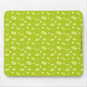 Limonengrüne Gänseblümchen-Punkte-Retro-Frühlingsm Mousepad