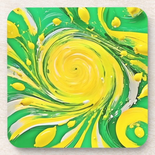 Limonentornado-Design Getränkeuntersetzer (Vorderseite)