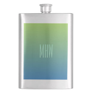 Limoner Blauer Gradient, benutzerdefinierter Monog Flachmann