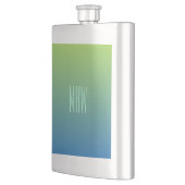 Limoner Blauer Gradient, benutzerdefinierter Monog Flachmann (Links)