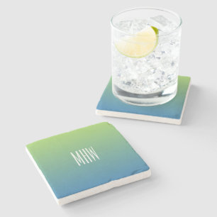 Limoner Blue Gradient kundenspezifischer Monogram- Steinuntersetzer