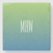 Limoner Blue Gradient kundenspezifischer Monogram- Steinuntersetzer (Vorderseite)