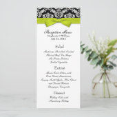 Limoner Bow mit Damask Wedding Empfang Menu Menükarte (Stehend Vorderseite)
