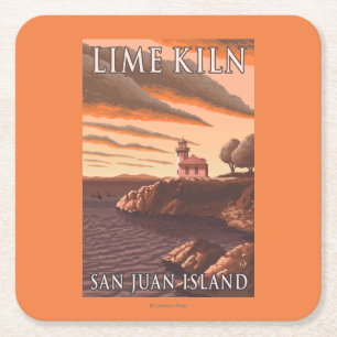 Limoner Brennofen-Leuchtturm-Vintages Reise-Plakat Rechteckiger Pappuntersetzer