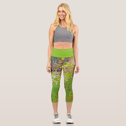 Limoner Bruch mit Lila Bio Zellen Capri Leggings (Vorderseite)