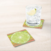 Limoner Citrus-Slip auf Streifen-Square-Papier-Unt Rechteckiger Pappuntersetzer (Vor Ort)