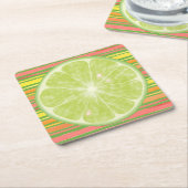 Limoner Citrus-Slip auf Streifen-Square-Papier-Unt Rechteckiger Pappuntersetzer (angewinkelt)