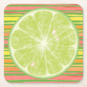 Limoner Citrus-Slip auf Streifen-Square-Papier-Unt Rechteckiger Pappuntersetzer (Vorderseite)