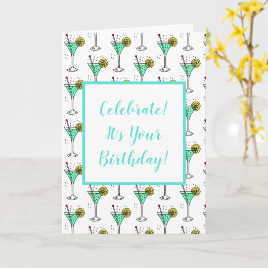 Limoner Cocktail Geburtstag Karte (Gelbe Blume)