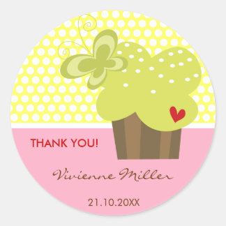 Limoner Cupcake Danke für die Geburtstagsparty-Ges Runder Aufkleber