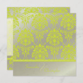 Limoner Damast auf Imitaten Einladung Silber/Hochz (Vorne/Hinten)