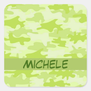 Limoner grüner Camouflage-Tarnungs-Name Quadratischer Aufkleber