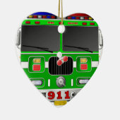 Limoner grüner Feuer-LKW Keramik Ornament (Rechts)