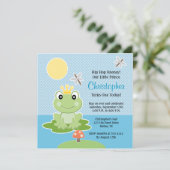 Limoner grüner Frosch-Prinz Birthday Invitations Einladung (Stehend Vorderseite)