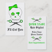 Limoner grüner Haar-Stylist-Schädel u. Scissor Terminkarte (Vorne/Hinten)