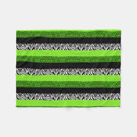 Limoner grüner Leopard-und Zebra-Tierdruck Fleecedecke (Vorderseite (Horizontal))
