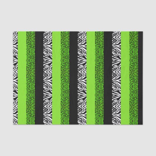 Limoner grüner Leopard-und Zebra-Tierdruck Seidenpapier (Vorderseite)