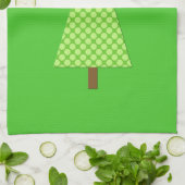 Limoner grüner Polkapunkt moderner Weihnachtsbaum Geschirrtuch (Gefaltet)