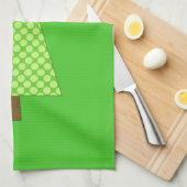 Limoner grüner Polkapunkt moderner Weihnachtsbaum Geschirrtuch (Viertel Falte)