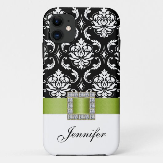 Limoner grüner schwarzer Damast iPhone 5 Kasten Case-Mate iPhone Hülle (Rückseite)