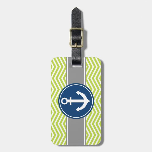 Limoner grüner Seeanker Zickzack Gepäckanhänger (Vorderseite vertikal)