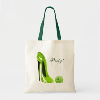 Limoner grüner Stilett-Schuh und Rose Tragetasche