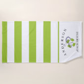 Limoner grüner Streifen-personalisiertes Strandtuch (Vorderseite)
