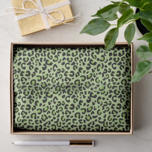 Limoner grüner und schwarzer Leopard-Druck Seidenpapier (Geschenk)