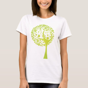 Limoner grüner vektorbaum mit Vogel T-Shirt