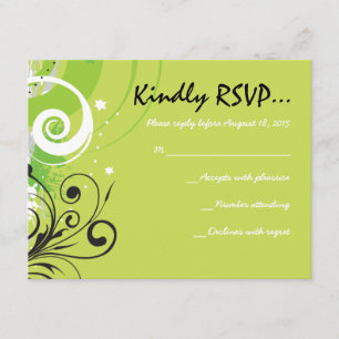 LIMONER GRÜNER WIRBEL u. STERNE Schläger Mitzvah RSVP Karte